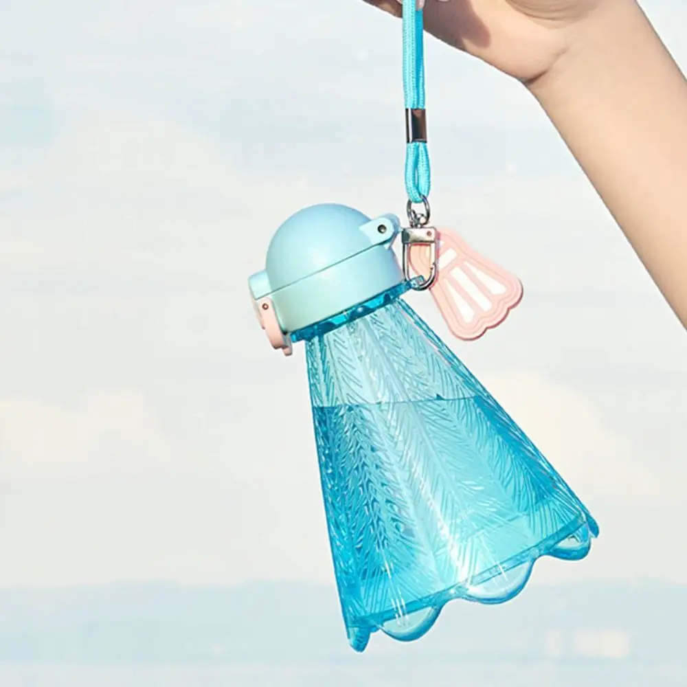 With Straw And Rope Badminton Water Bottle Badminton-Shaped Design Leakproof Transparent Plastic Cup Creative 300ml