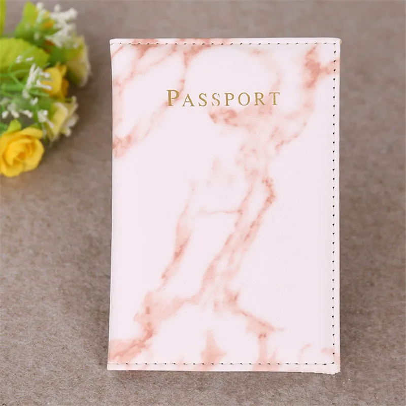 Couverture de passeport en cuir PU pour hommes et femmes, style marbre, porte-carte d\'identité de voyage, porte-passeport pour carte de crédit,