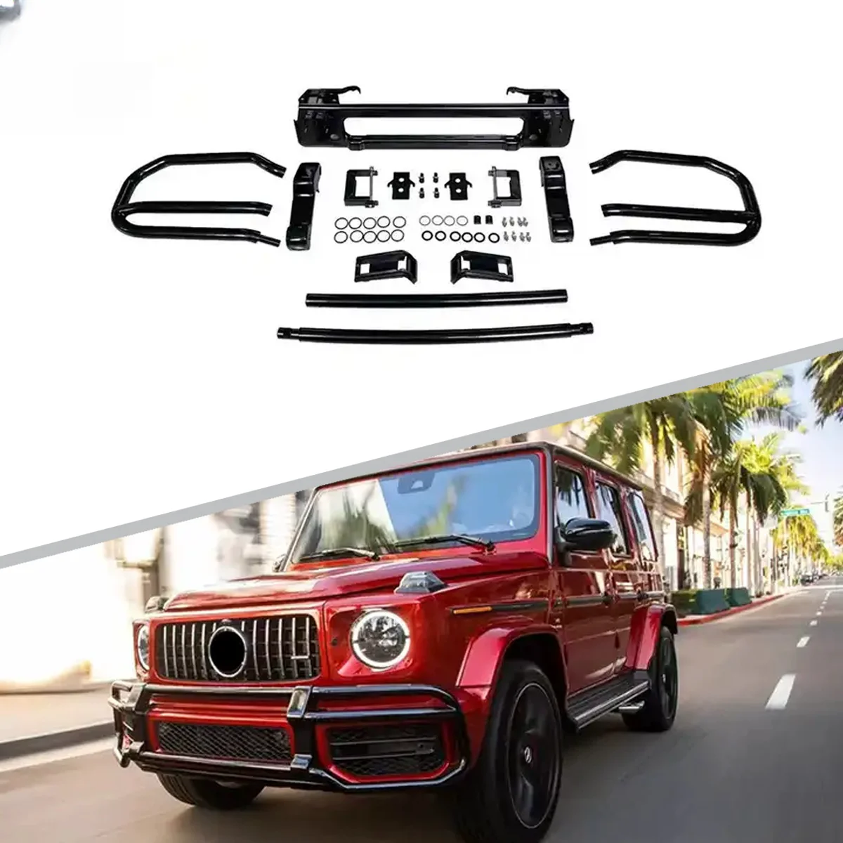 For BENZ W463 2019-2022 Wholesale G63 Style Car Front Bumper Front Lip Side Skirt Vents Spoiler Guard