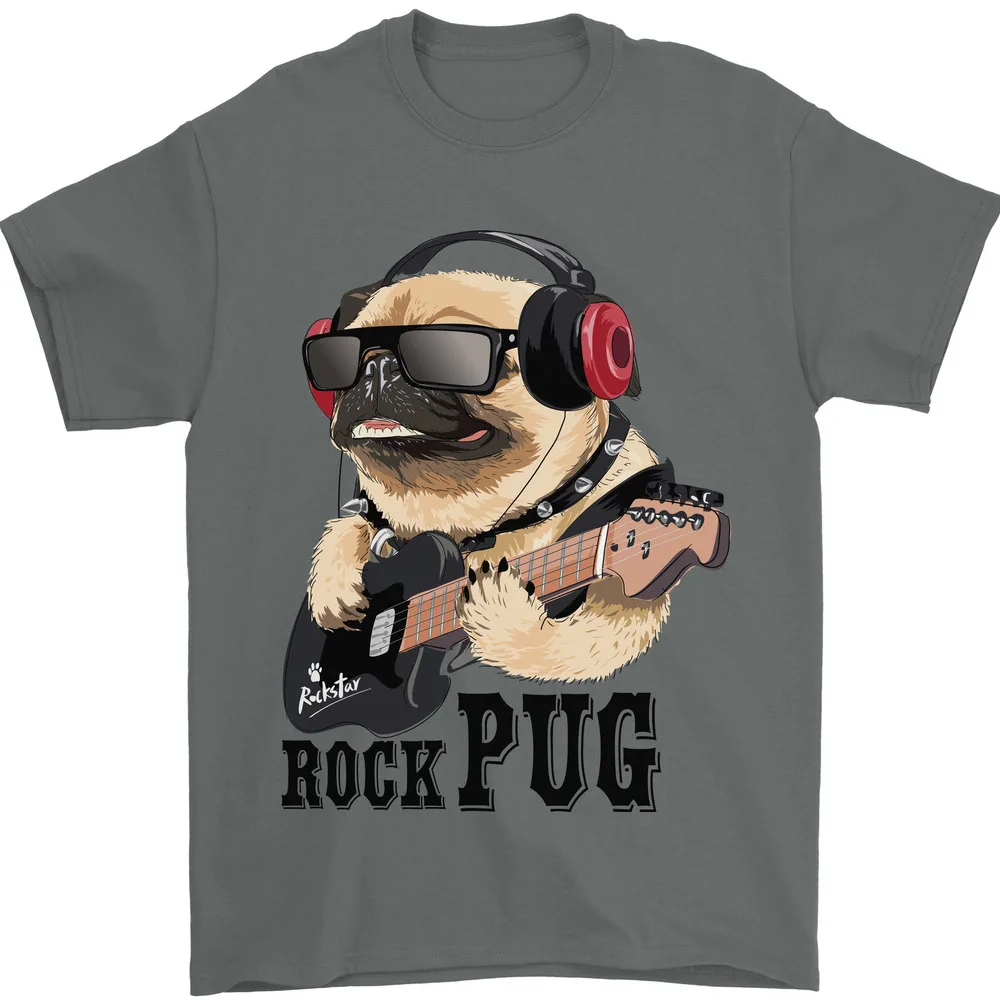 Футболка Rock n Roll с рисунком мопса, забавная футболка из тяжелого металла для мужчин и женщин, 100% хлопок, аниме графика