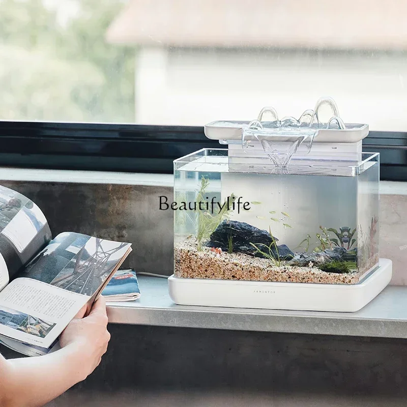 ld33Living Room Intelligent Ecological Back Side Filter Ultra White Glass Fish Tank Small and Medium-Sized Free Change Aquarium