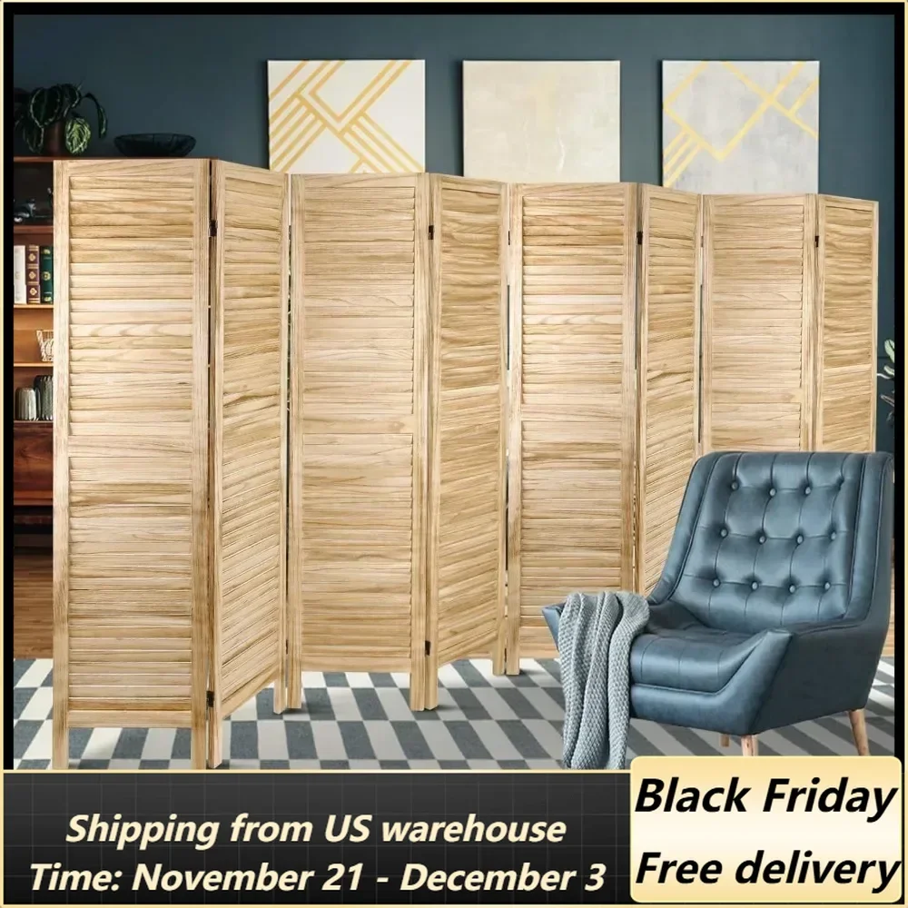 Room Divider Natural Folding Screen Separator Wood Freestanding Louvered Divider Screen for Home Office Restaurant Bedroom Decor