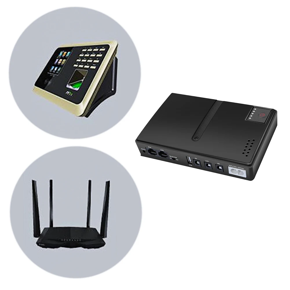 

DC1018L Mini Portable UPS Backup Power Adapters 5V 9V 12V Large Capacity Uninterruptible Power Supply for WiFi Router