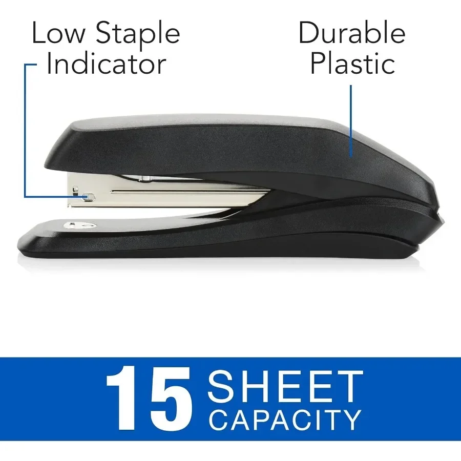 Kit Stapler Serbaguna, Bebas Macet dengan 1250 Staples & Penghapus untuk Meja Kantor & Rumah