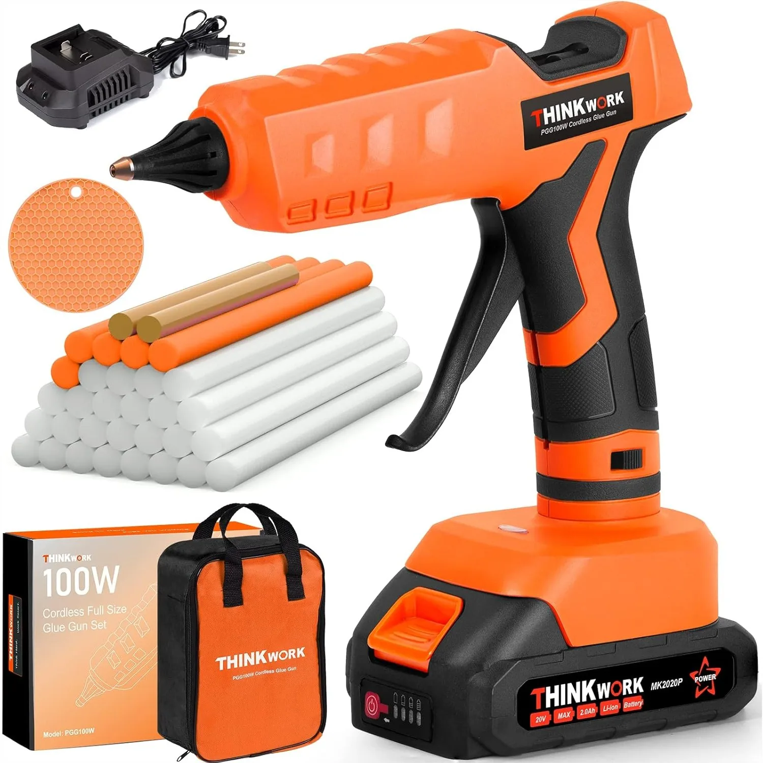 

Cordless Hot Glue Gun, 20V Rechargeable with 30 Sticks, Fast Heating for DIY & Crafts
