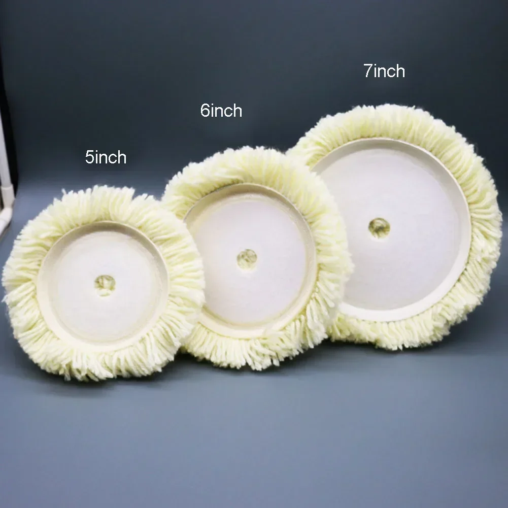 

1Pc 5/6/7inch Wool Polishing Pads Buffing Pads Car Polishing Wool Disc 4-ply Sheeps Wool Wheel Washable Reusable Buffing Pad