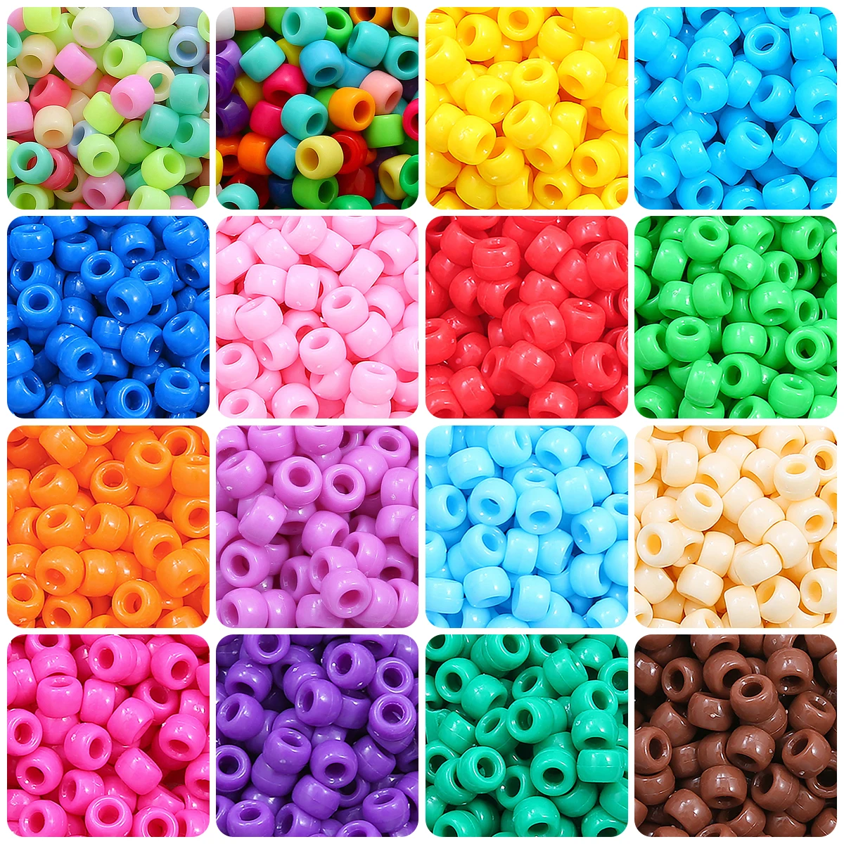 

9x6mm Solid Color Acrylic Bucket Beads with 4mm Hole - DIY Jewelry Making (Bracelet/Necklace/Earring) 100pcs/Pack