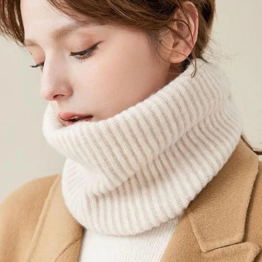 Cashmere Neck Warmer Knitted Neck Scarf Warm Windproof Cervical Collar Thick Design Winter Scarf Men Women Collar Ring Scarf
