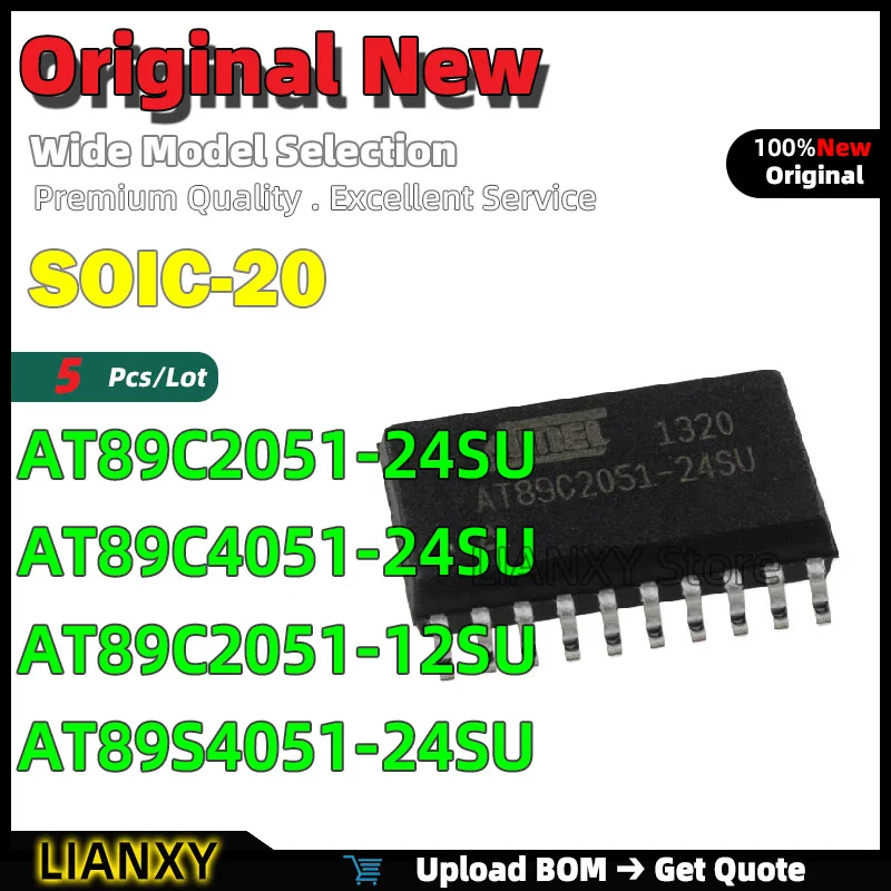 5pcs SOIC-20 AT89C2051-24SU AT89C4051-24SU AT89C2051-12SU AT89S4051-24SU 8-Bit Microcontroller New Original