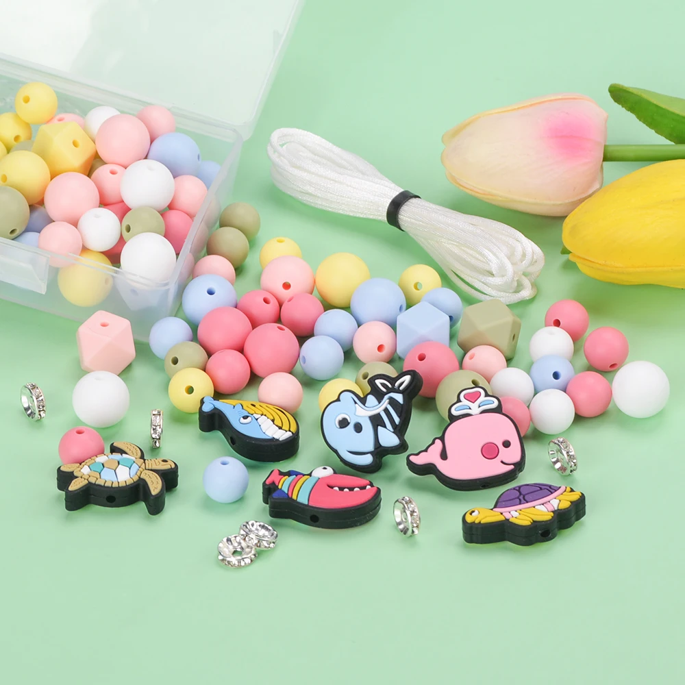 LOFCA 140pcs  cartoon 15mm beads  Round Beads DIY jewelry accessories For Bracelets Keychain Necklace Jewelry Accessories