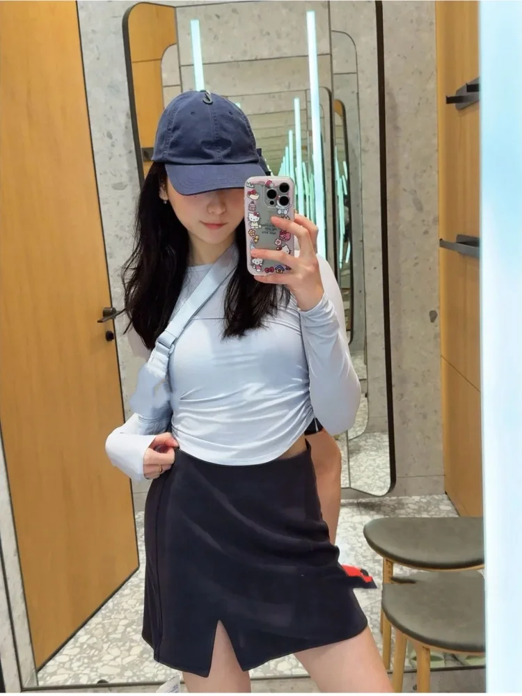 

Юбка А-силуэта с высокой талией из быстросохнущей ткани для женщин, летняя спортивная повседневная одежда, универсальная, с высокой талией, приталенная