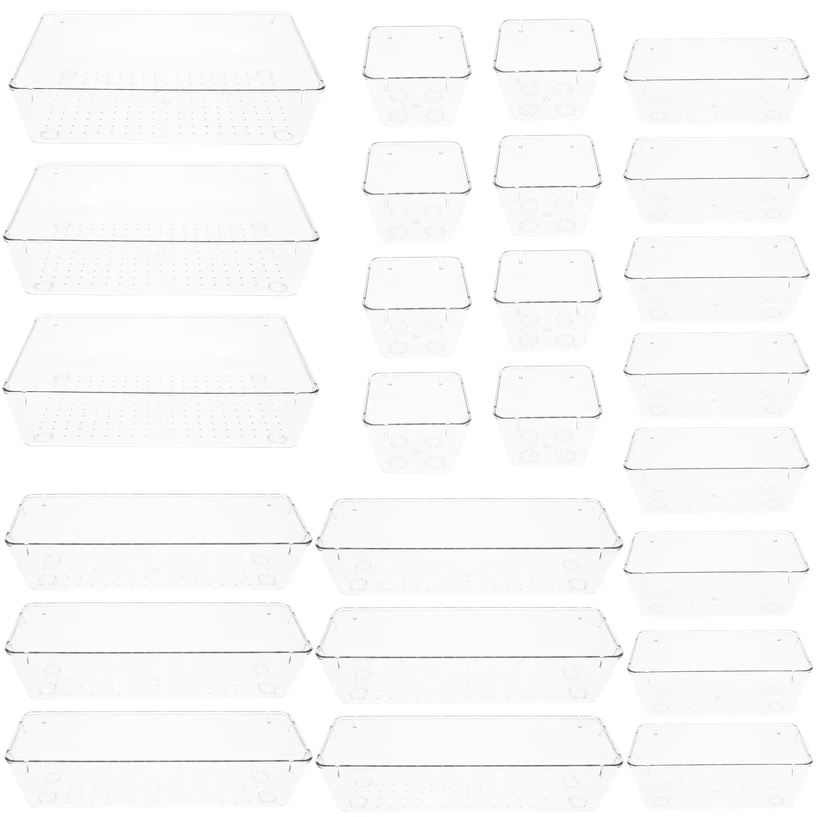 

25Pcs Clear Drawer Organizer Trays 4-Size Bathroom Drawer Organizers Desk Drawer Organizer Trays Drawer Bathroom Vanity Makeup