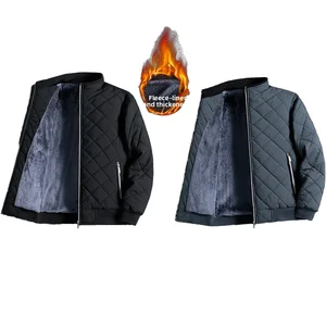 Fleecelined Warm Winter Fishing Jacket with Diamond Pattern Cold Weather Adventures Fishing Trips Perfect for Outdoor Anglers