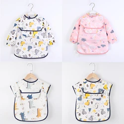 Baby Smock Bibs Waterproof Long Sleeve Eating Feeding Art Apron Newborn Toddler Burp Cloths Fit 0-3 Years Dropshipping