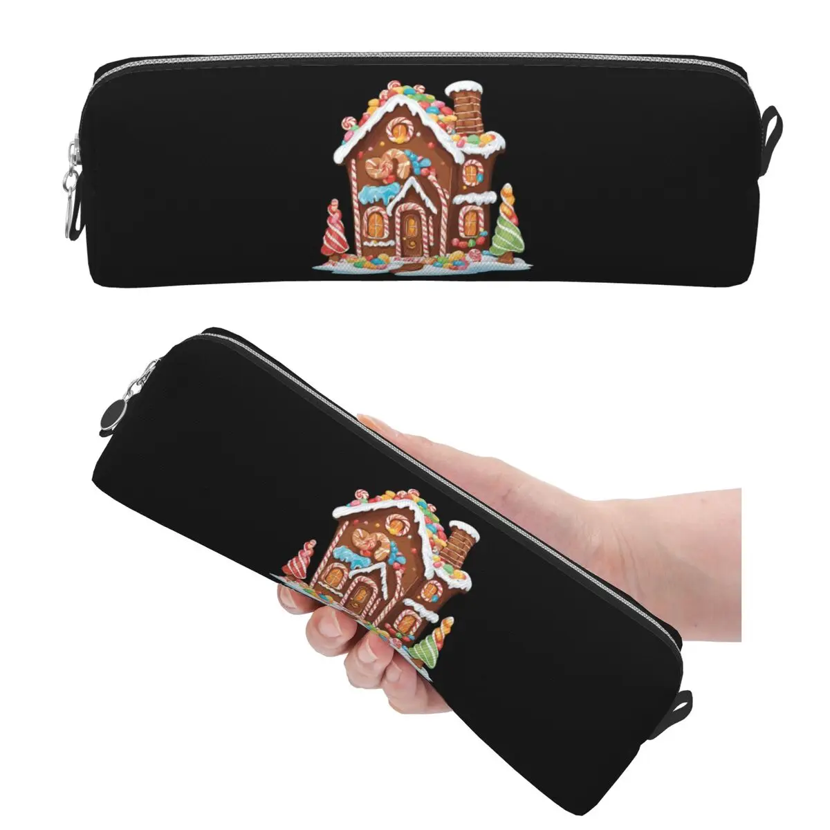 Whimsical Gingerbread House Full Of Joy Pencil Cases for Students Gifts Pen Box Pencil Bag Large Storage Pencil Pouch Pen Holder