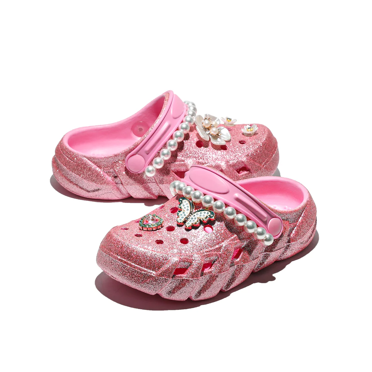 Kinder-Glitzer-Clogs und Pantoletten, Leichte EVA-Gartenschuhe, Rutschfeste Sandalen, Atmungsaktive Slip-On-Schuhe für Drinnen und Draußen 2501 – Detail 9