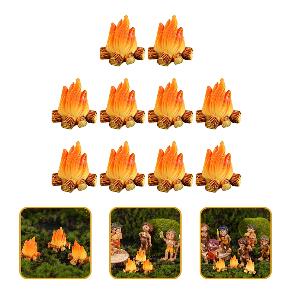 10 Pcs Decorate Fire Ornaments Blaze Toys Flashlight Resin Dollhouse Stove Fake Decoration