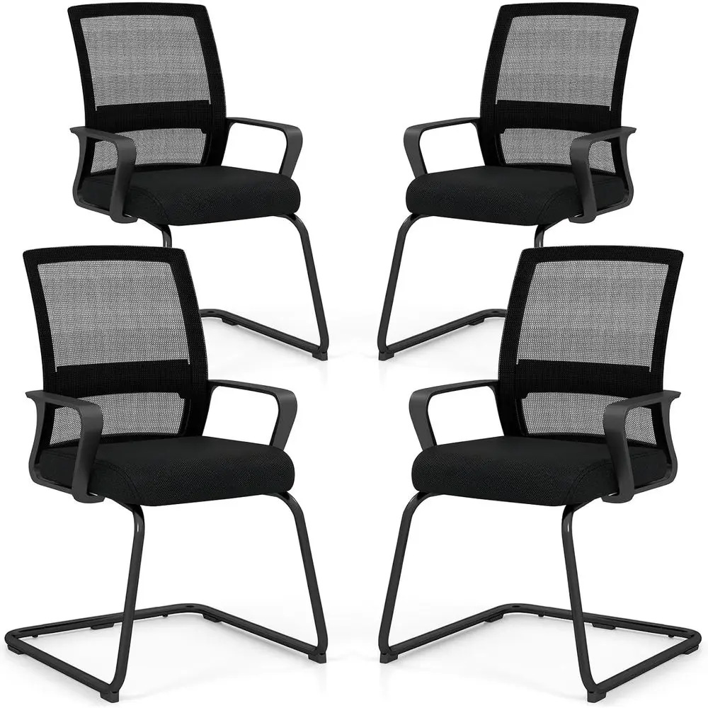 

Комплект из 2 стульев для зоны ожидания, офисные стулья для посетителей с эргономичной сетчатой спинкой, поясничной опорой и подлокотниками, сетчатые стулья на металлическом основании