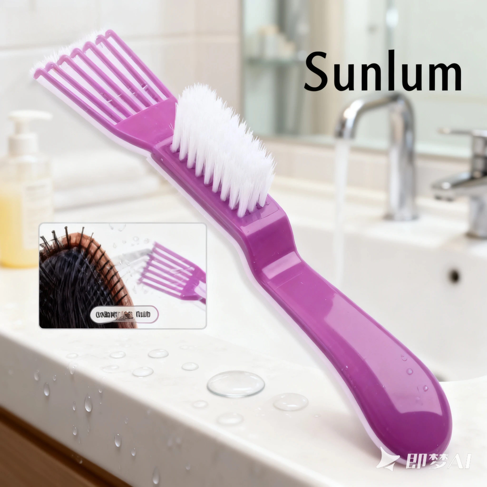 فرشاة تنظيف الشعر والمشط 2 في 1 بتصميم مزدوج الرأس لوسادة هوائية/أمشاط عادية وأمشاط تجعيد وإزالة الشعر المكسور والغبار