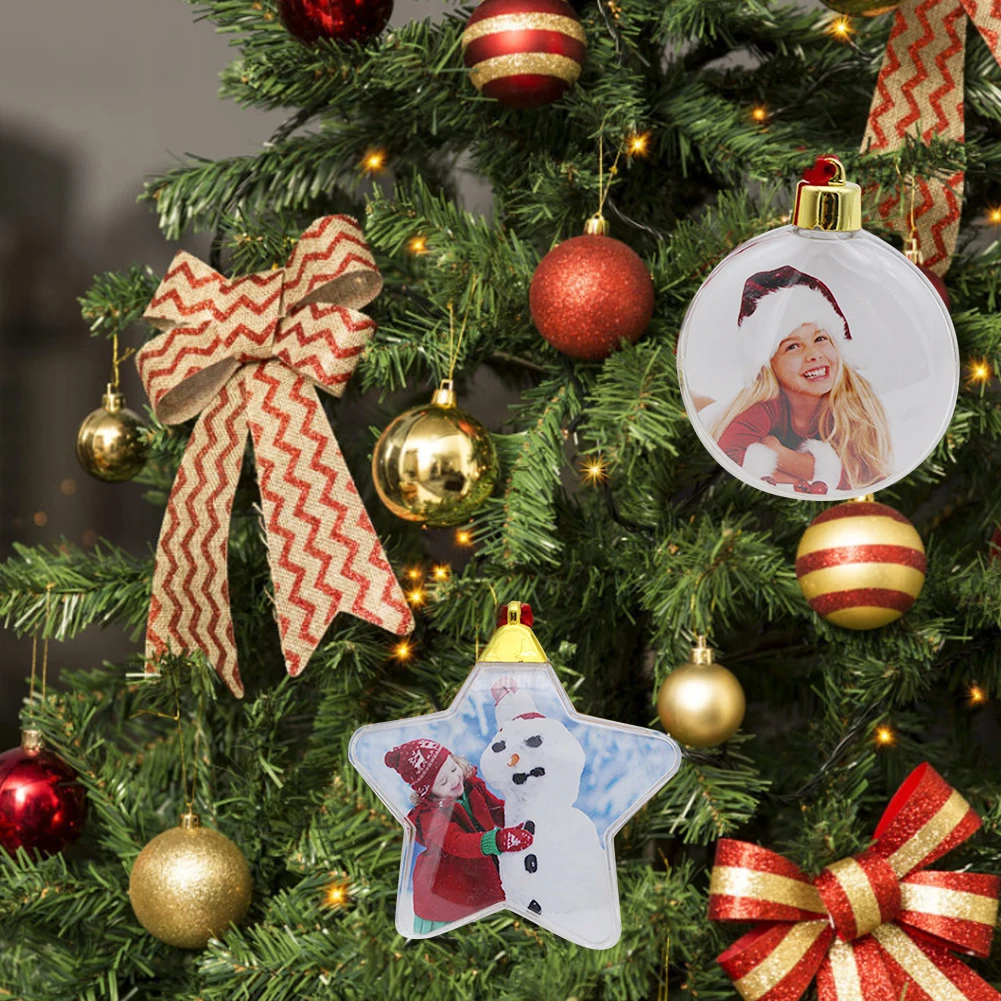 Christmas Transparent Plastic Photo Five-star Ball Christmas Decorations Tree Hanging Decor For Diy Party Kids Gifts