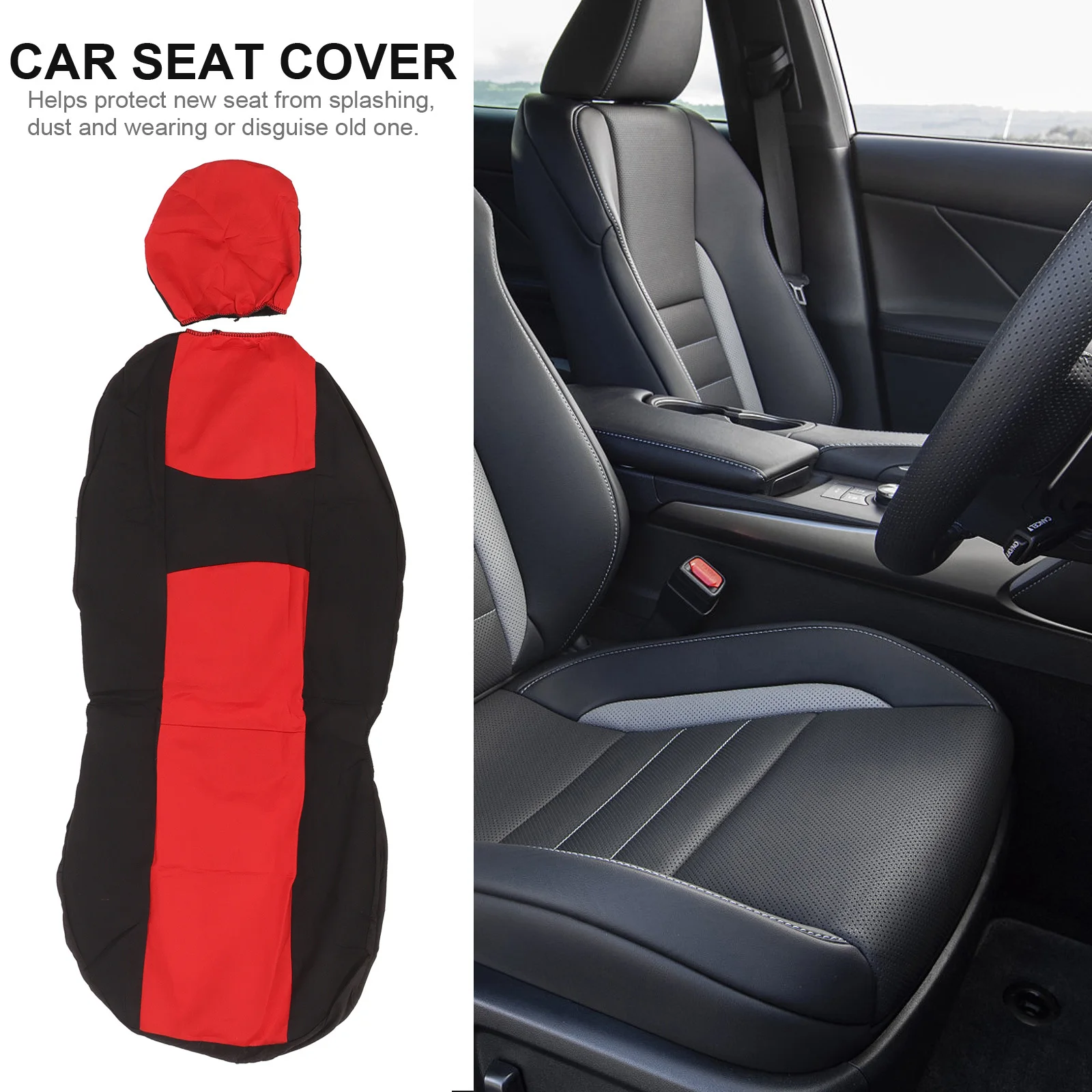 

2 pcs Universal Seat Covers For Car Breathable Durable Full Split Bench Cover Non-Slip Protector Fit All Models Red