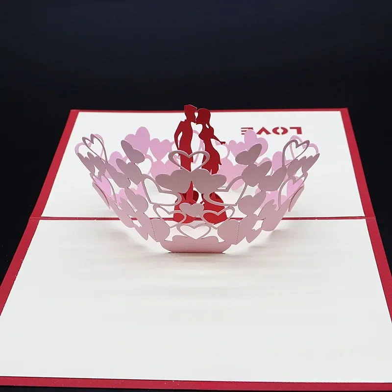 1 pz 3D Biglietto di auguri di San Valentino Amore Benedizione Confessione di Amore Commemorativo di San Valentino Scava Fuori Carta 10x15 cm