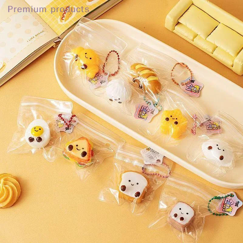5 pçs chaveiro pingente descompressão brinquedos sensoriais para bonito dos desenhos animados comida squeeze brinquedo mini lento alívio do estresse brinquedos crianças adultos