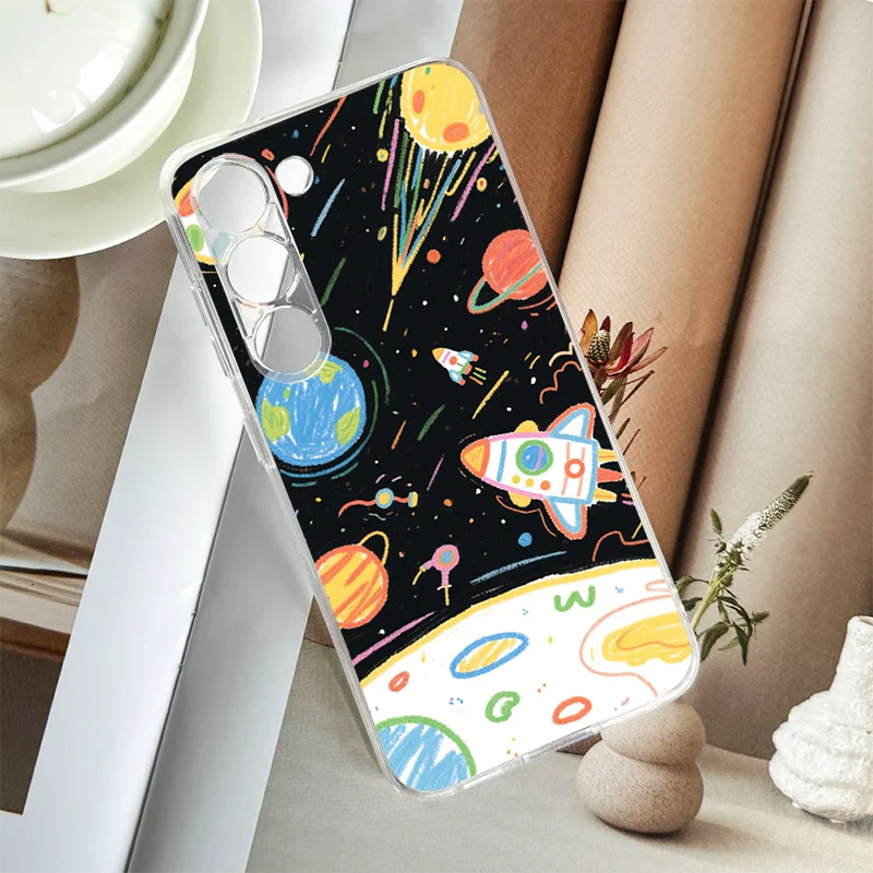 Cute Cartoon Childlike Charm Phone Case For Samsung Galaxy S23 S24 S22 S25 Ultra Plus Cover For Galaxy S24+ S23+ S22+ S25+ Fund