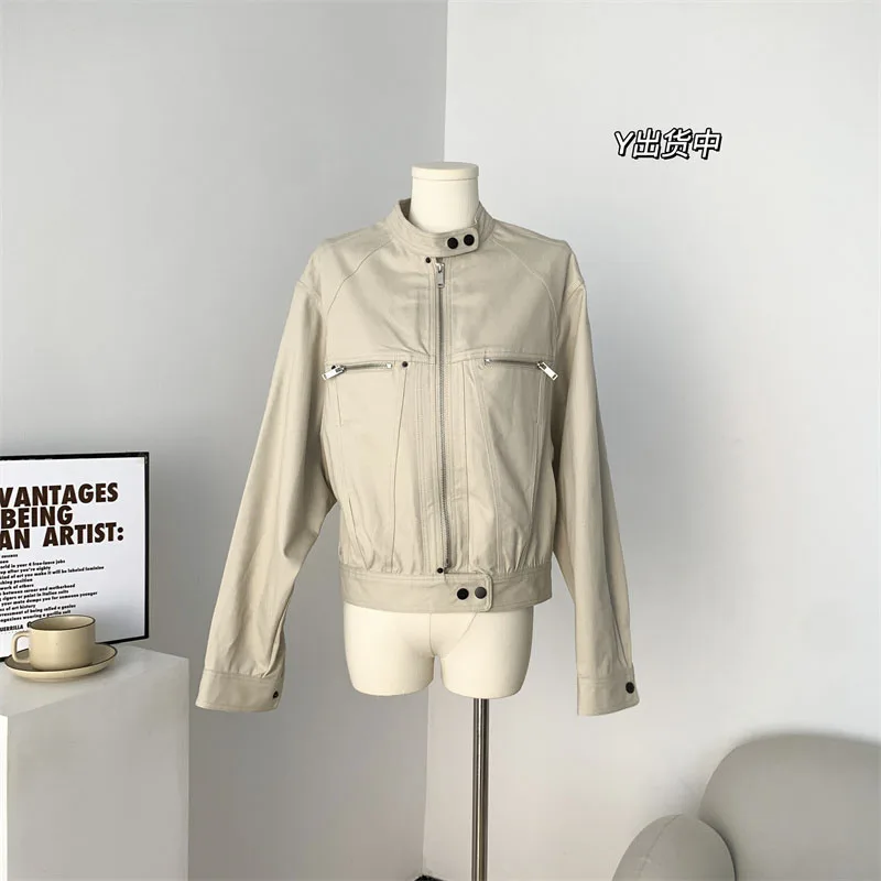 

Y2K Vintage Cargo Short Jacket Loose Female Coat Stylish Elegant Lady Long-Sleeved Street Basic Sports Jacket