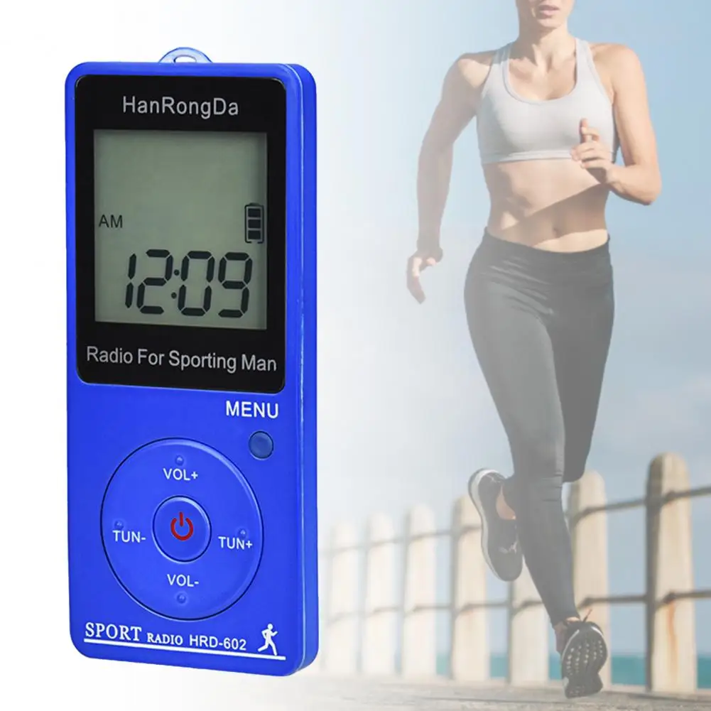 HRD-602 Mini Radio LCD Display FM/AM Reception Pocket Radio Rechargeable Battery Digital Radio Conference Receiver for Hiking view 3