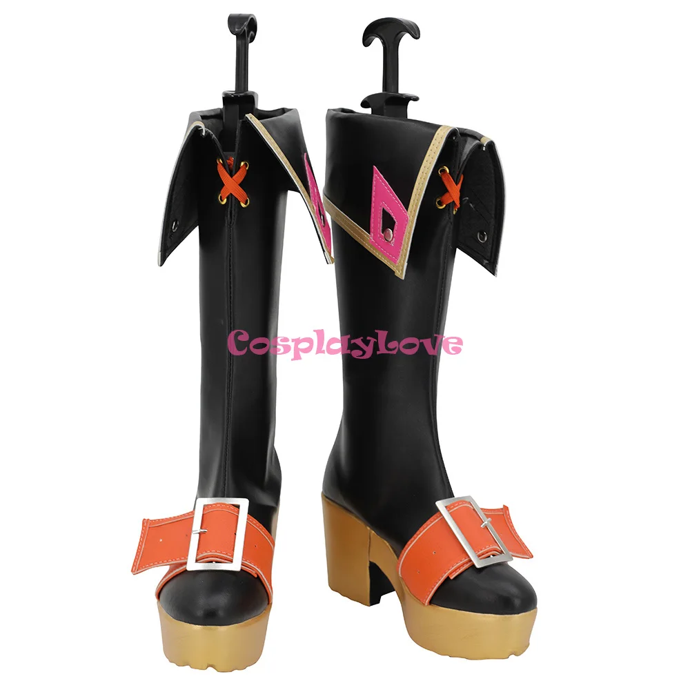 คอสเพลย์เลิฟ OW GAME คิริโกะรองเท้าบูทยาวสีดำรองเท้าคอสเพลย์หนังสั่งทำพิเศษสำหรับคริสต์มาสฮาโลวีน