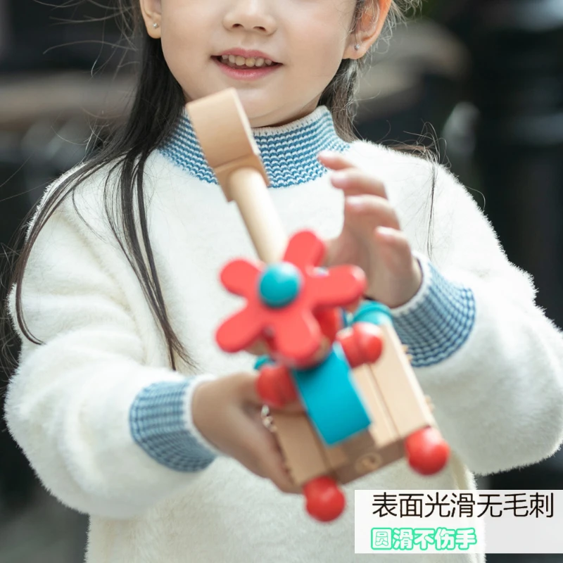 Juguetes para niños pequeños, bloques de rompecabezas, conjunto de bloques de construcción de ensamblaje, juguete único de madera Montessori, Constructor Diorama, accesorios para casa de muñecas