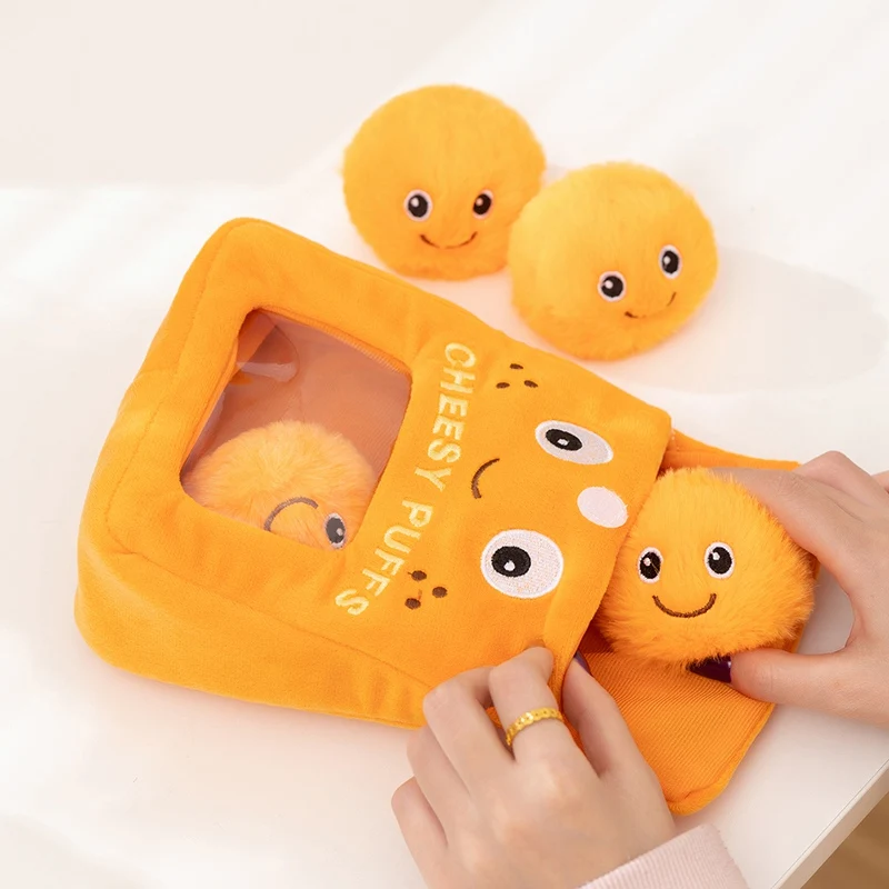 

18cm Cute A Bag of Cheesy Puffs Doll Adorable Stuffed Cheesy Puffs Doll Snack Bag Plush Toy Creative Pudding Bag Cute Kids Gifts