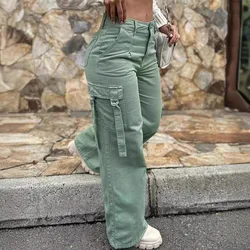 White Elegant Cuffed Cargo Pants Spring Summer Hollow Out High Waist Women Straight Long Trousers Party New 2024 Y2k Capris