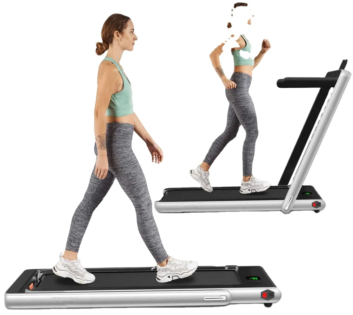 

2 in 1 Folding Treadmill 2.5HP Electric Treadmill Installation-Free with Fitness Heart USB Unisex Running Machine