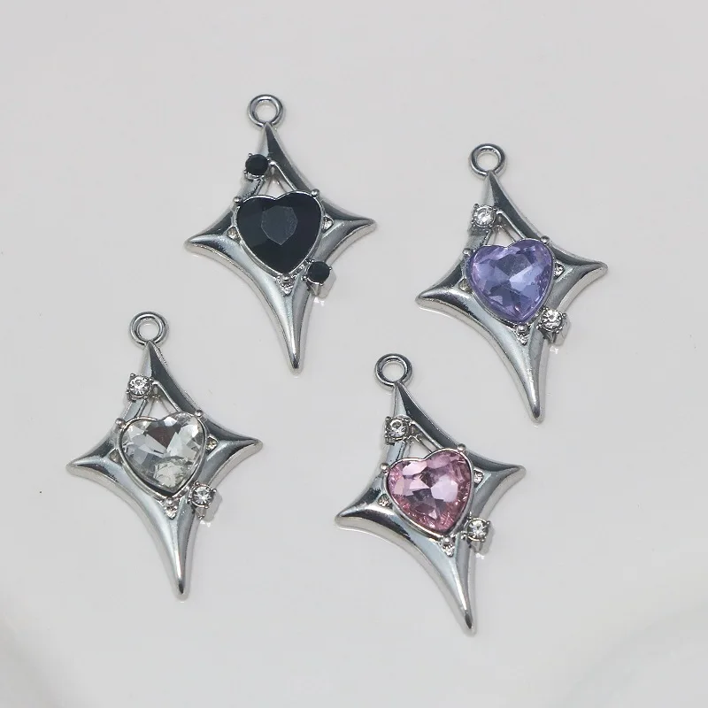 

5Pcs Hearts Crystal Stars Charms Meteor Alloy Pendant for Jewelry Making Diy Earrings Necklace Bracelet Supplies Accessories