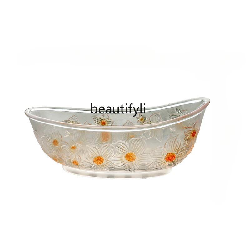 Transparent resin thickened petal theme integrated molding bathtub upscale hotel oval