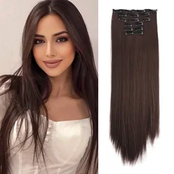 Extensiones de Cabello sintético para mujeres y niñas, 6 piezas, 24 pulgadas