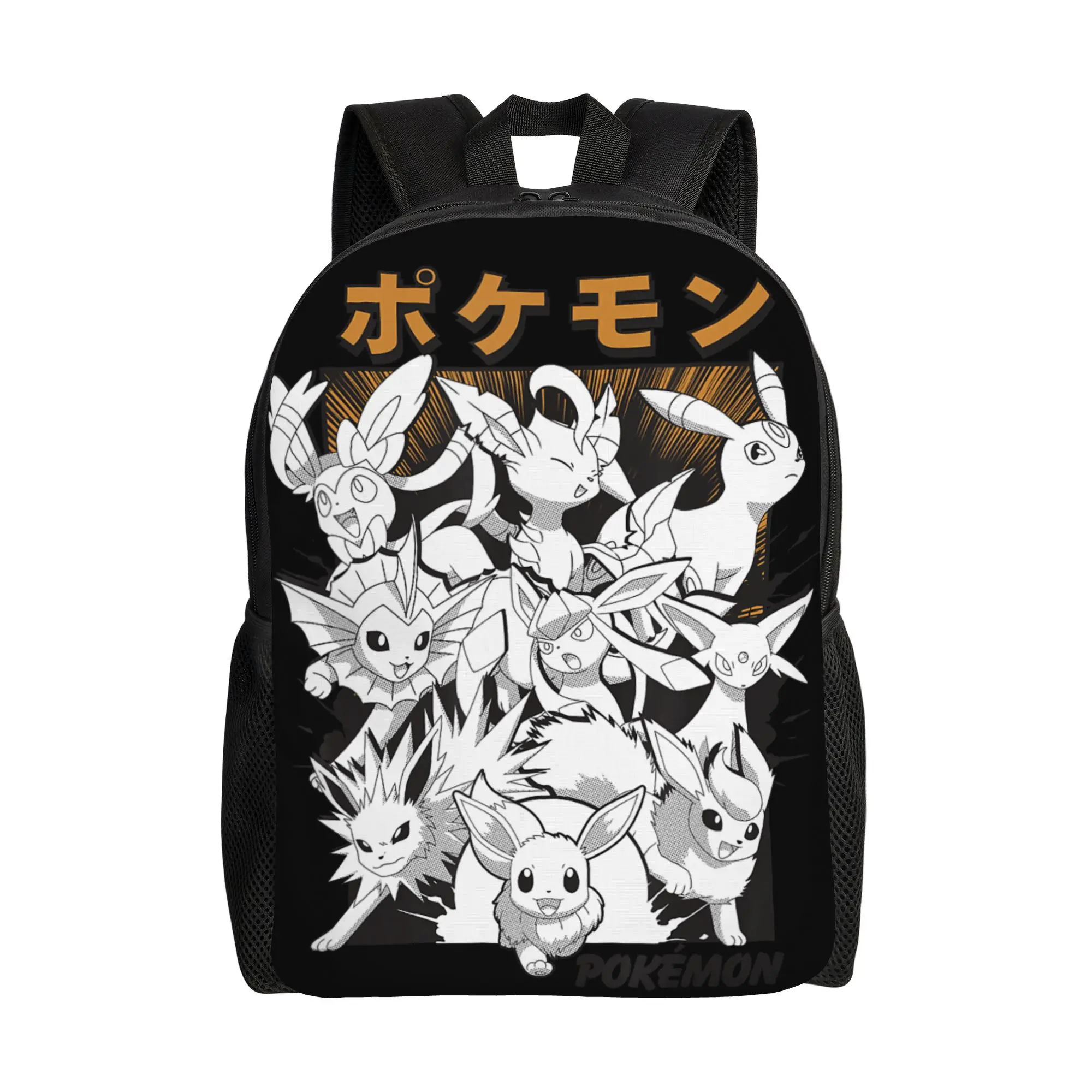 

Bandai backpacks Pokemon Eevee Eeveelutions Epic Mashup Vintage Poster Daypack mochila Travel Sturdy Shoulder Rucksack
