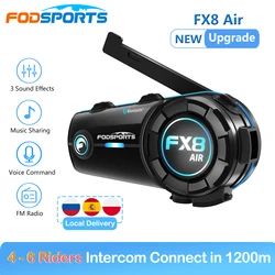 Fodsports FX8 AIR Bluetooth Helmet Headsets Motorcycle Intercom for 4 Riders Intercomunicador Moto BT5.0,Music Share,FM Radio