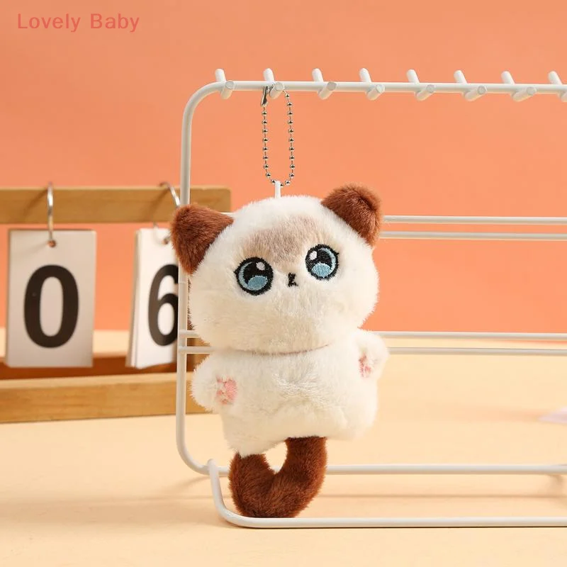 【BBS-7】Squeaky Bell Kitten Plüsch-Schlüsselanhänger, Anhänger, Schultasche, Ornament, siamesisches Kätzchen, gefüllte Puppe, Rucksack, Dekoration, Zubehör, Geschenk