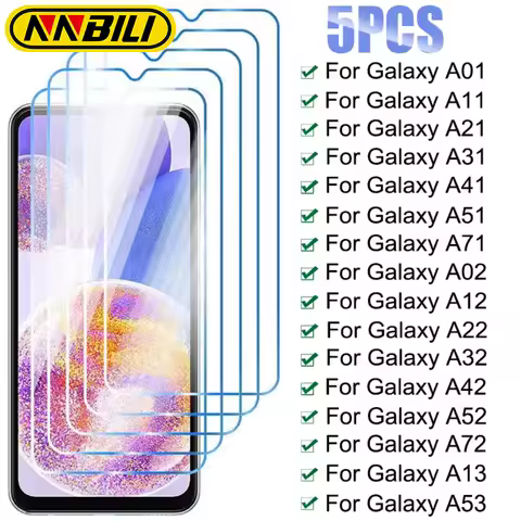 NNBILI 5PCS Tempered Glass for Samsung Galaxy A12 A02S A22 A52 A51 A32 5G Screen Protector On Samsung A21S A11 A31 A41 A71 A72