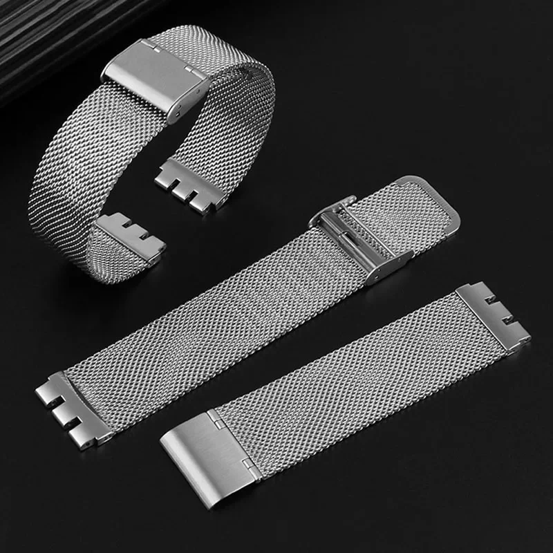 Stainless Steel Watch Strap 17mm 19mm for Swatch Series Replacement Bracelet Milanese Watch Band Men Women Metal Sport WristBand