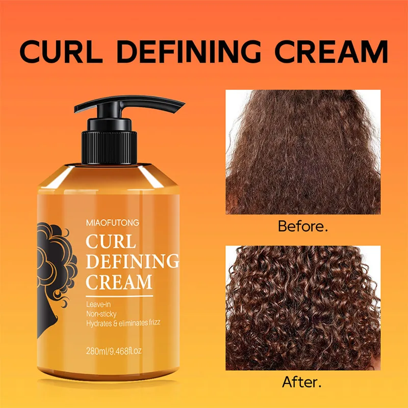 

280ml Curly hair cream Elastic styling Moisturizing Improves frizzy hair Fluffy Leave-in conditioner Elastin Hair care