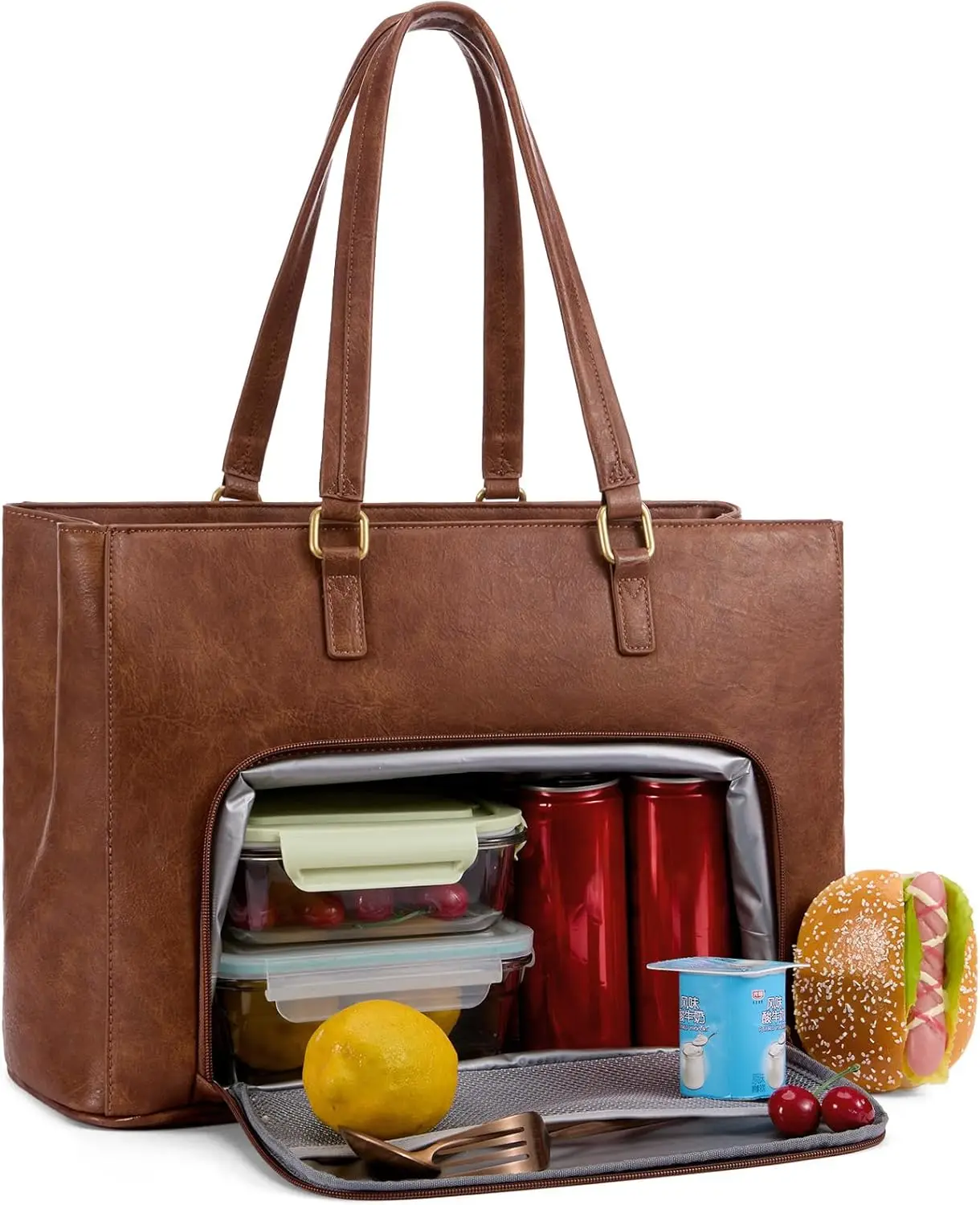 

Изолированная сумка-тоут для ноутбука для женщин, 15,6 дюймов, рабочая сумка с несколькими отделениями для учителей, медсестер, путешествий, учебы и повседневного использования