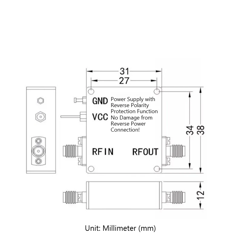 50MHz-10GHz RF Low Noise Amplifier LNA RF Amplifier, Gain 21dB Noise 1.8dB