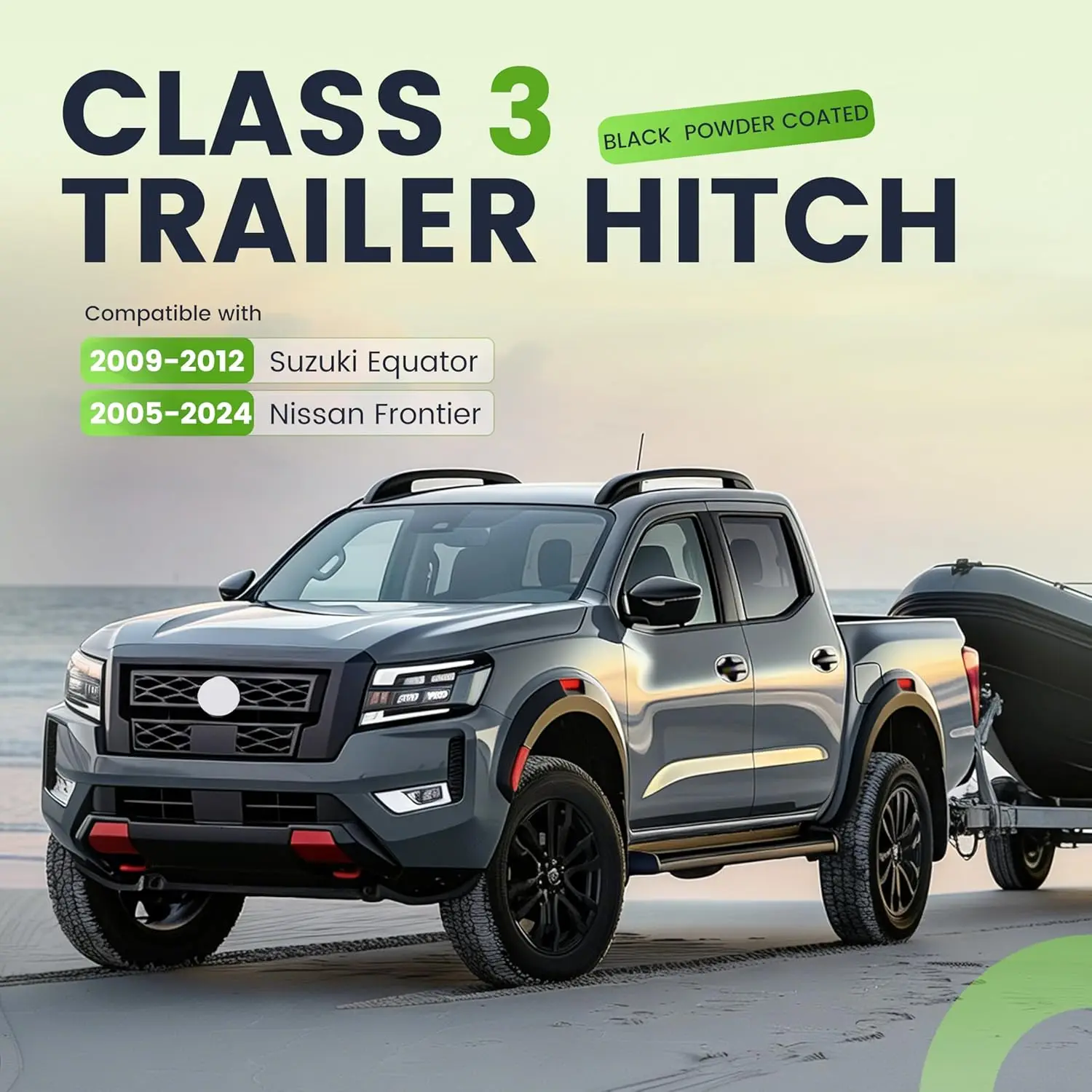 Trailer Towing for 2005-2024 Suzuki Equator & Nissan Frontier, Black Steel Powder Coated, Compatible with 2\
