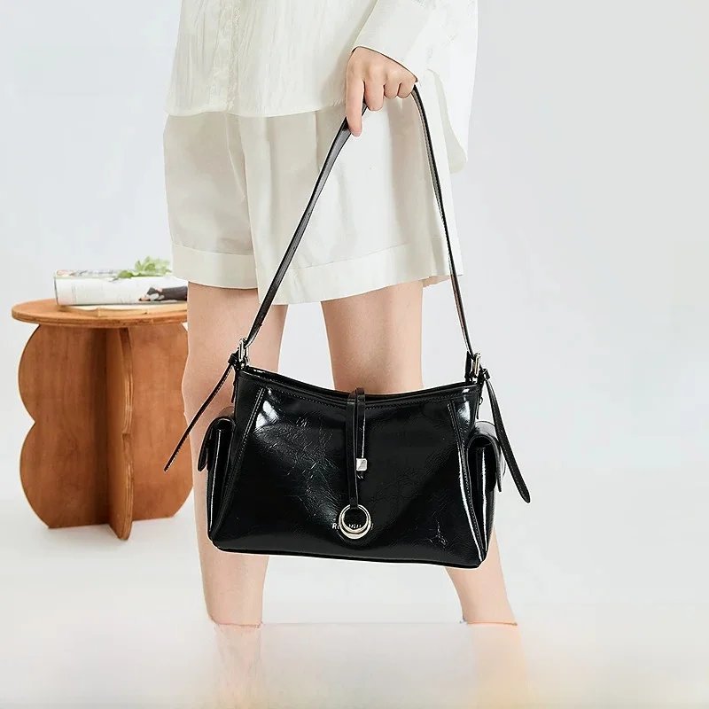 adjustable-wide-shoulder-strap-hobo-bag-modern-motorcycle-style-women's-bag-three-happiness-crossbody-bag-for-autumn