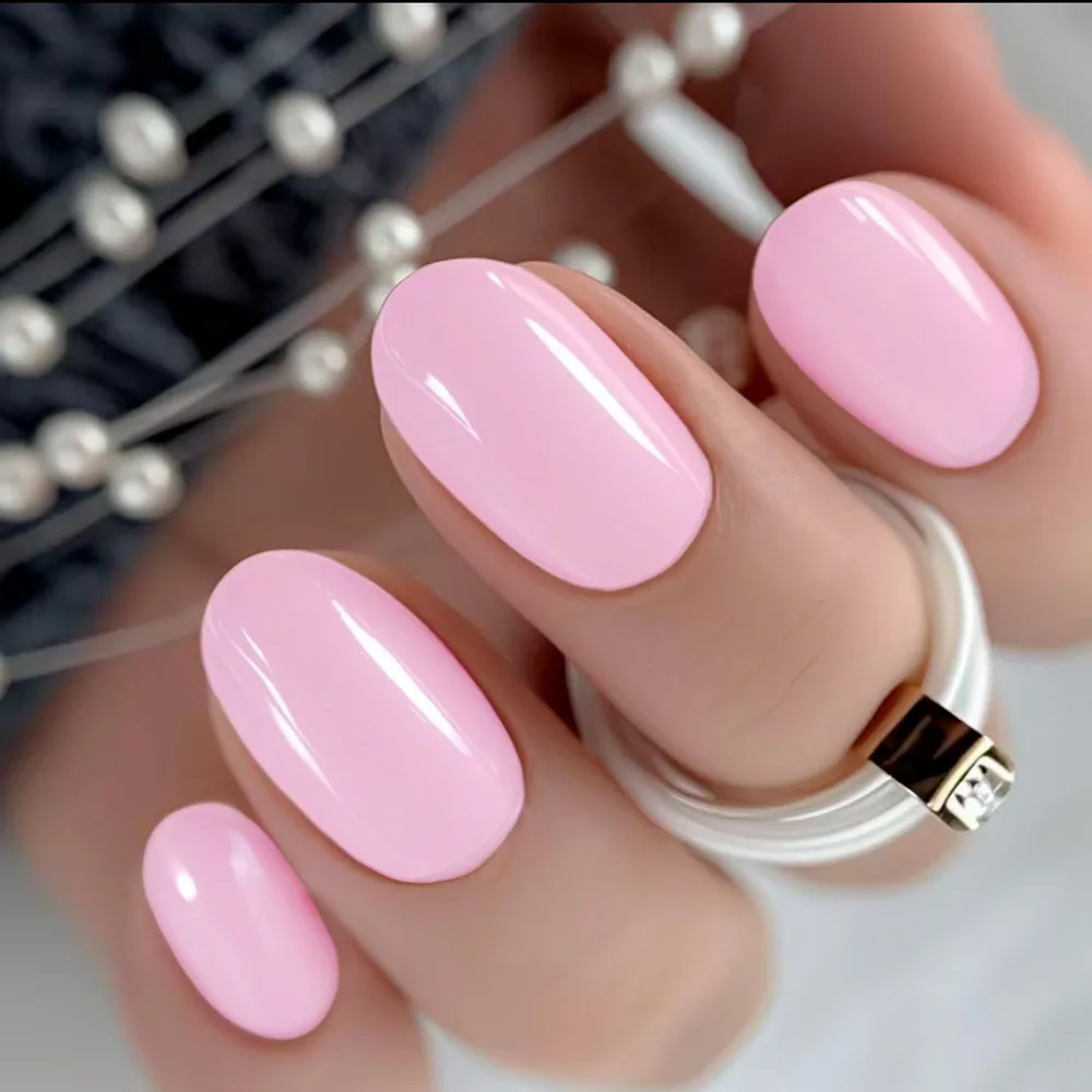 

24Pcs Shiny Natural Short Fake Nail Paste For Girls Artificial Press On False Nails DIY Hогти Hакладные Finger Tip Manicure Tool