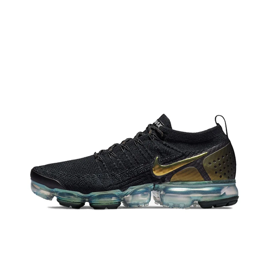 Nike VaporMax Flyknit 2 Running Shoes Men's Low Top Black/Gold 942842-015